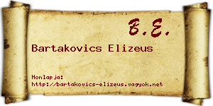 Bartakovics Elizeus névjegykártya